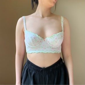 Victoria's Secret rare vintage pastel cotton floral balconette bustier size 34B
